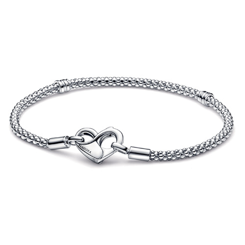 Pandora Studded Chain Bracelet with Heart Clasp from Pandora Jewelry.  Item: 592453C00