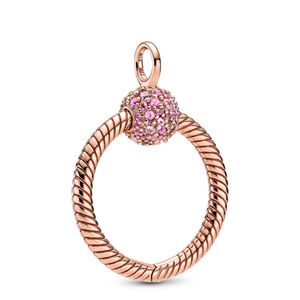 Rose Small O Charm Carrier with Pink Zirconia
