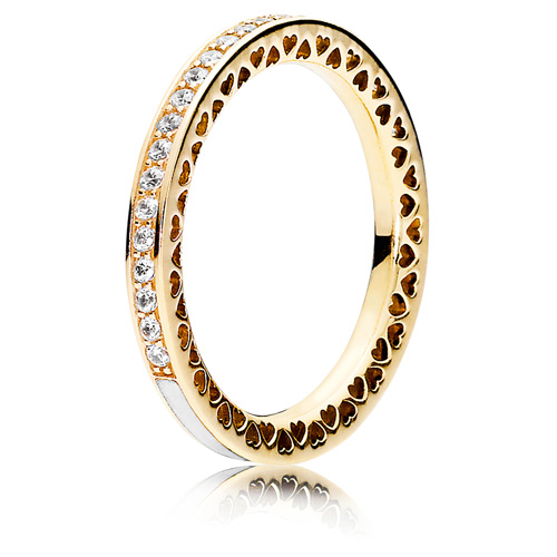 Retired Pandora 14K Gold Radiant Hearts of Pandora Ring Ring Stories 150186CZ Authorized Online Retailer