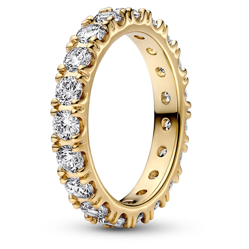 by metallisk tøjlerne Pandora Gold Sparkling Row Eternity Ring :: Ring Stories 160050C01 ::  Authorized Online Retailer