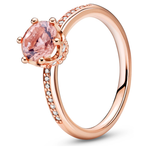 Pandora | 188421C04 Sparkling Elevated Heart Ring 7.5 / Pink