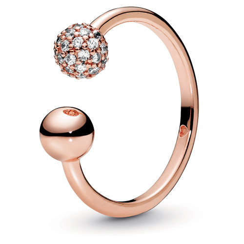 Pandora Rose ™ Polished and Pave Open Ring from Pandora Jewelry.  Item: 188316CZ