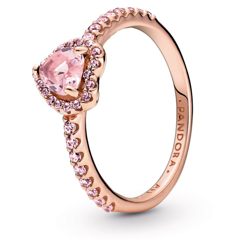 Sparkling Elevated Heart Ring with Pink Crystal