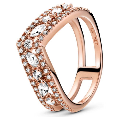 Sparkling Elegance, Rose Gold-Plated Ring, Rose gold plated