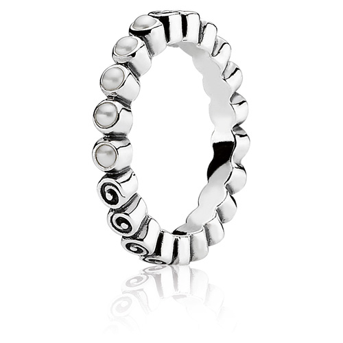 Retired Pandora Small Spirals Ring with Pearls :: Ring Retired Pandora Small Spirals Ring with Pearls :: Ring