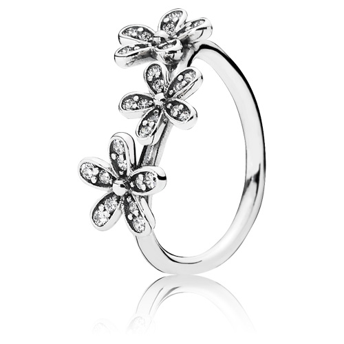 Retired Pandora Dazzling Daisies Triple Ring Ring Stories Cz