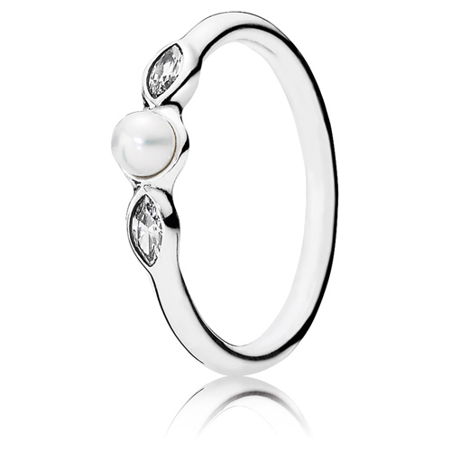 PANDORA Luminous Elegance White Pearl Charm with Clear Cubic Zirconia