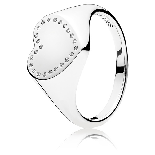 Retired Pandora Heart Signet Ring :: Ring Stories 191042CZ Authorized Online