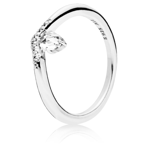 Radiant Teardrop Ring with Cubic Zirconia, Sterling silver