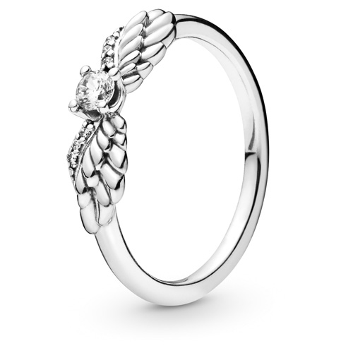 Retired Pandora Sparkling Angel Wing Stackable Ring Ring Stories 198500C01 Authorized Online Retailer