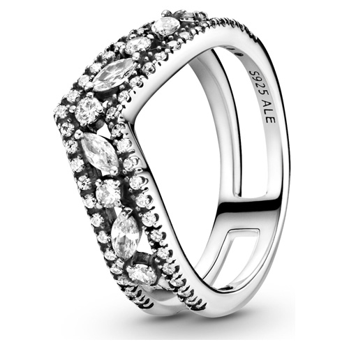 Retired Pandora Sparkling Marquise Double Wishbone Ring :: Ring Stories ...