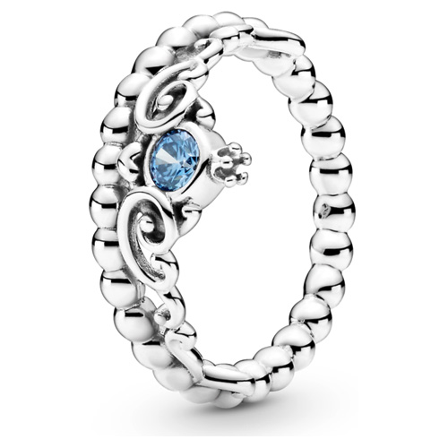 Pandora Celestial Blue Sparkling Moon Ring Sterling Silver / 8.5