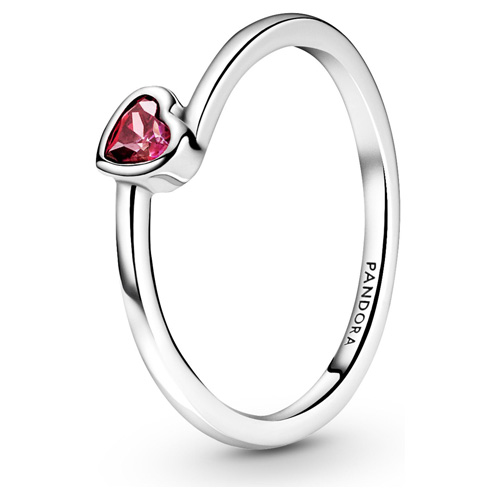 Red Tilted Heart Solitaire Ring