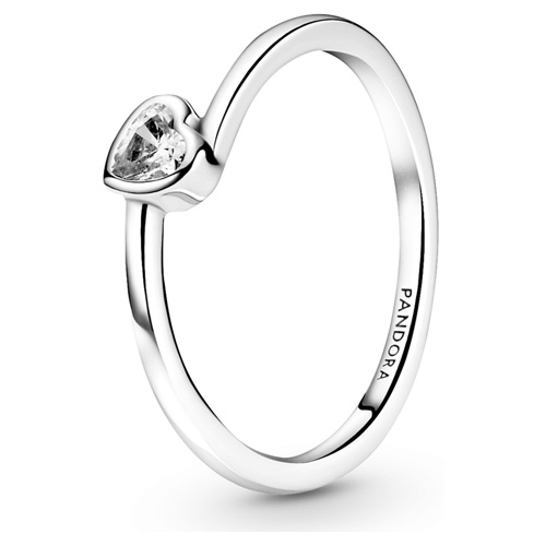 Clear Tilted Heart Solitaire Ring