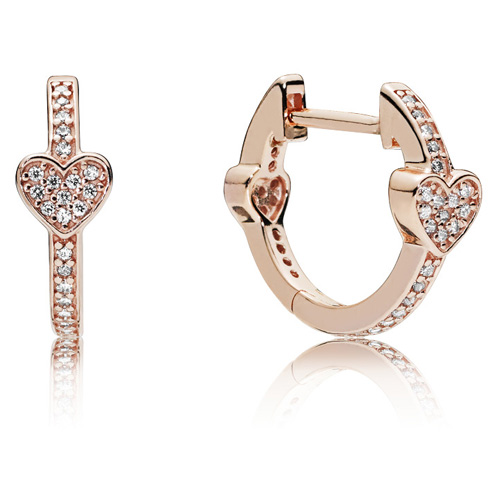 Pandora Sparkling Elevated Heart Stud Earrings - Rose Gold