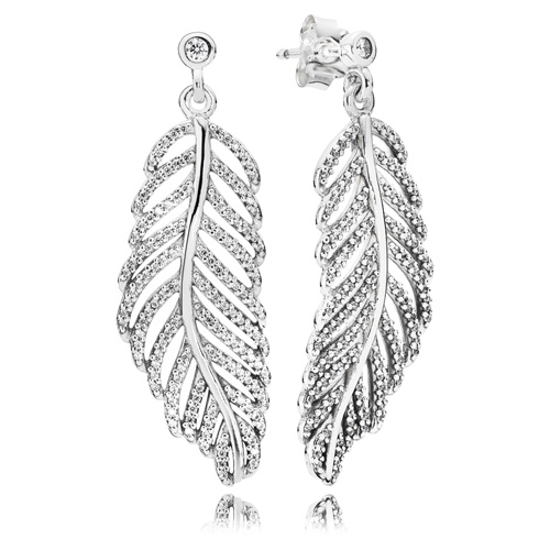 Pandora Light as a Feather Earrings :: Earring Stories 290584CZ :: Authorized Online Retailer
