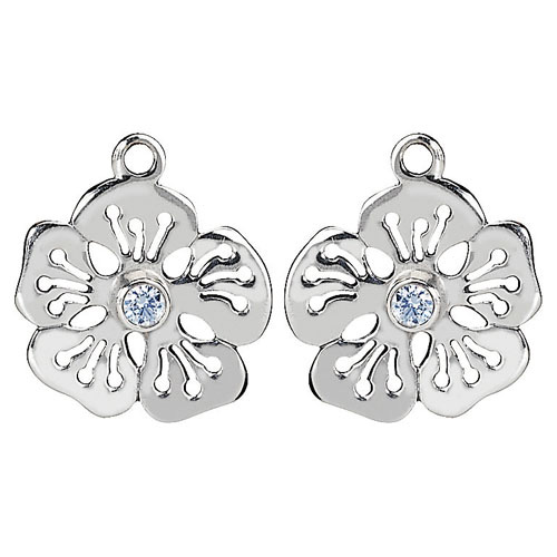 Retired Pandora Hibiscus Earring Charm with Pale Blue CZ