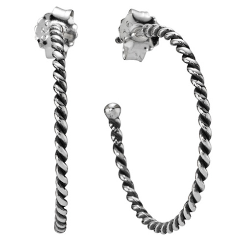 Retired Pandora Medium Round Twist Hoop Earring Posts Compose Earrings 290651 Authorized Online Retailer