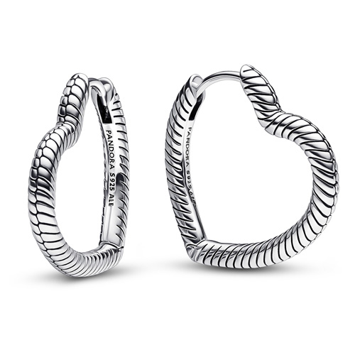 Pandora Heart Charm Hoop Earrings :: Earring Stories 292236C00