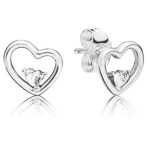 Asymmetric Hearts of Love Earrings with Zirconia