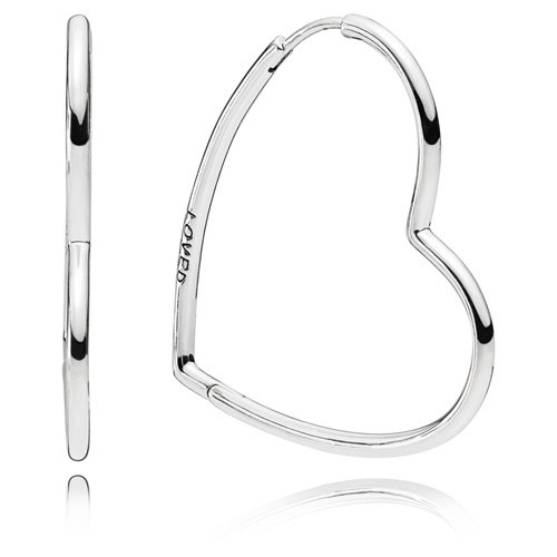 Pandora Heart Charm Hoop Earrings :: Earring Stories 292236C00
