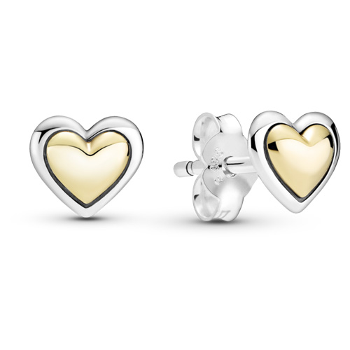 Domed Golden Heart Stud Earrings