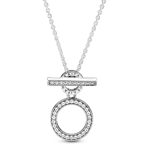 Retired Pandora Double Hoop T-Bar Necklace :: Necklace Retired Pandora Double Hoop T-Bar Necklace :: Necklace
