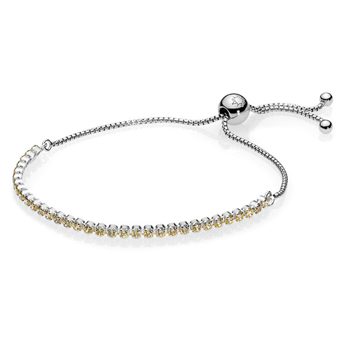 Retired Pandora Golden Sparkling Strand Bracelet Bracelet Stories 590524CCZ Authorized Online Retailer