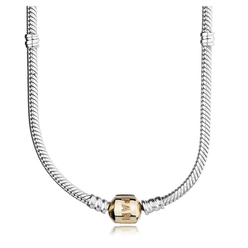 Retired Pandora Sterling with 14K Gold Clasp :: Chain Necklaces for Charms 590703HG :: Authorized Online Retailer