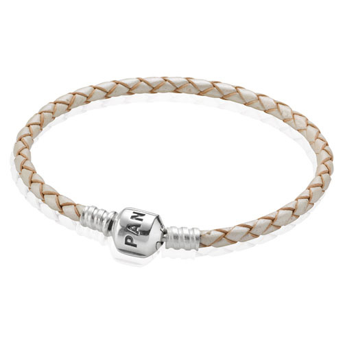 Single Champagne White Leather Bracelet