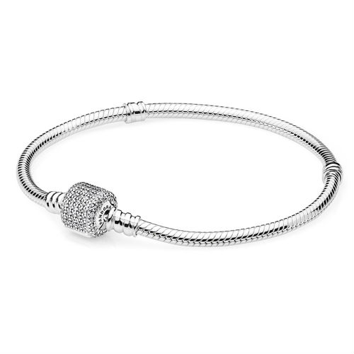 Sterling Silver Pandora Bracelet with Pave Clasp from Pandora Jewelry.  Item: 590723CZ