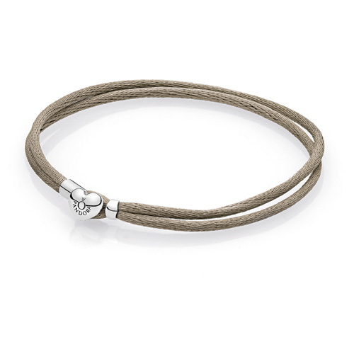 Retired Pandora Grey Green Fabric Cord Bracelet Pandora Bracelets 590749CGG S Authorized Online Retailer