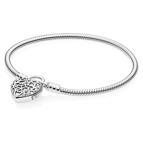 Pandora Charm Bracelet Snake 18cm with Heart Clasp | at CGX UK