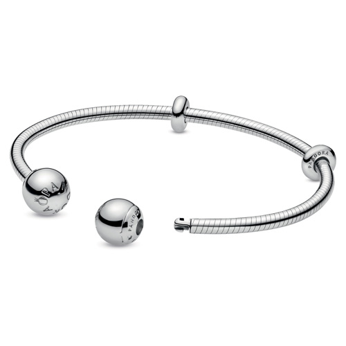 Retired Pandora Sterling Silver Snake Chain Style Open Bangle :: Pandora Bracelets 598291 Authorized Online Retailer