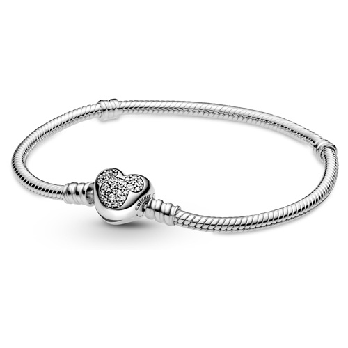 Disney Mickey Mouse Heart Clasp Snake Chain Bracelet