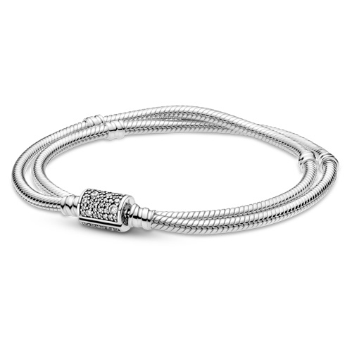 PANDORA Bracelet, Double Wrap w/ Barrel Clasp, Clear CZ - 20 cm / 7.9 in -  American Jewelry