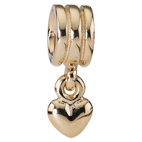 Retired PANDORA 14K Gold Hanging Heart Charm :: 14K Gold Charms 750198