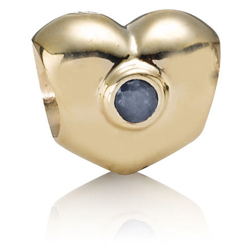 14K Gold Heart with Sapphire Charm