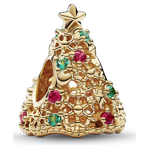 Gold Glitter Christmas Tree Charm