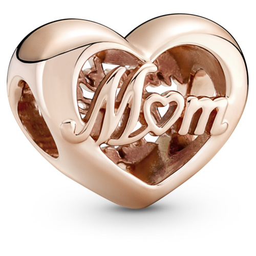 Rose Thank You Mom Heart Charm from Pandora Jewelry.  Item: 781451C00