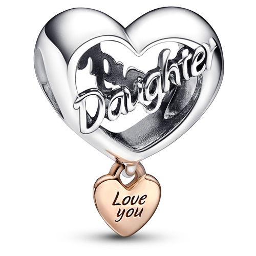 Rose Love You Daughter Heart Charm