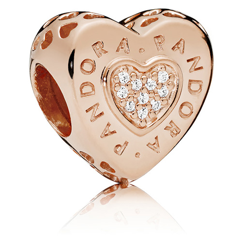 Retired Pandora Rose Signature Heart Charm Pandora Rose TM 787375CZ Authorized Online Retailer