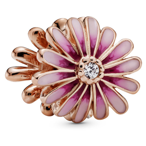 Pink Daisy Flower Trio Ring, Rose gold plated