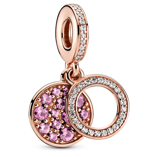 Pink Daisy Flower Charm, Rose gold plated