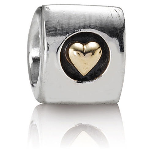Pandora silver and gold heart charm deals