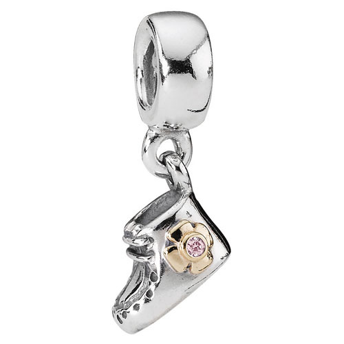Retired Pandora Baby Booty with Pink CZ Charm :: 14K Gold