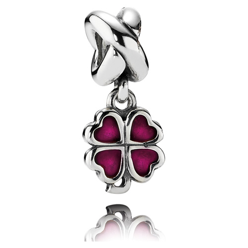 Retired Pandora Pink Four Leaf Clover Dangle :: Enamel