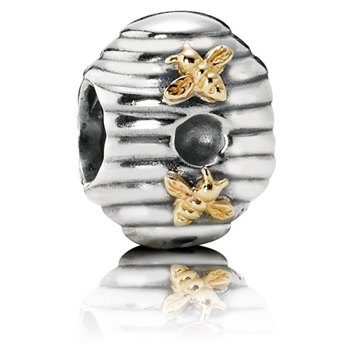 Retired Pandora Bee Hive Charm :: 14K Gold & Sterling Silver 790577 :: Online Retailer