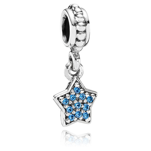 Retired Pandora Pave Star with Blue CZ :: Gems with Sterling