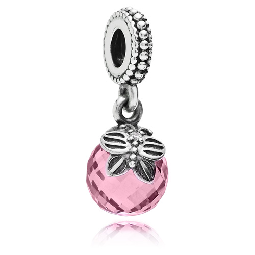 Retired Pandora Morning Butterfly Dangle with Pink Zirconia
